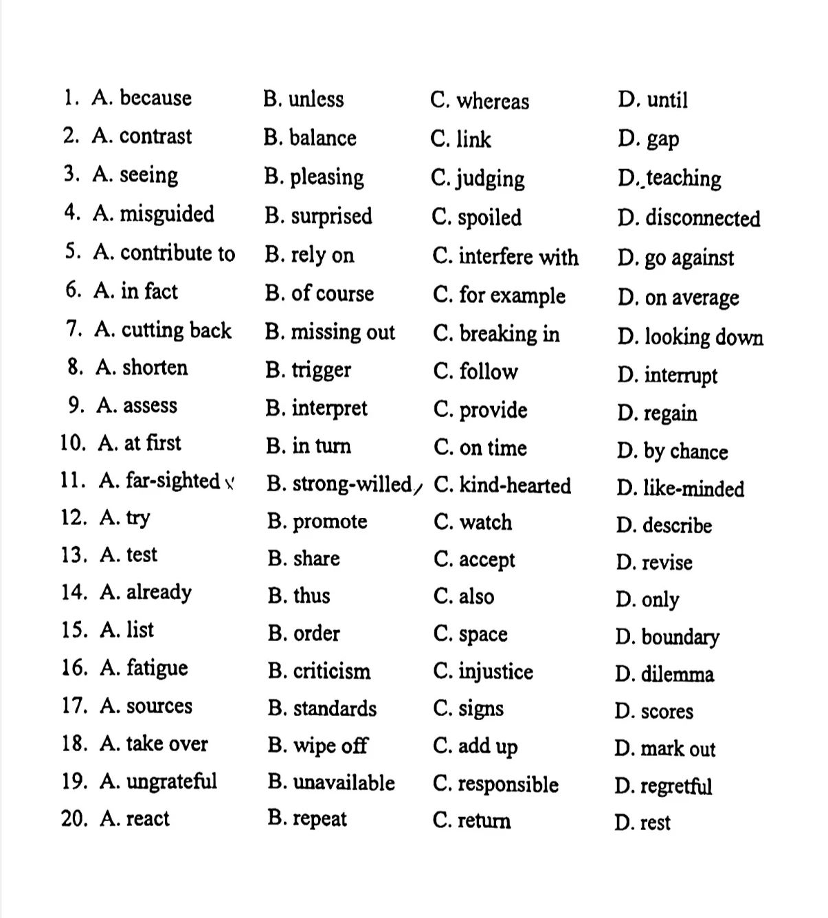 2024考研英語(yǔ)二答案和全解析