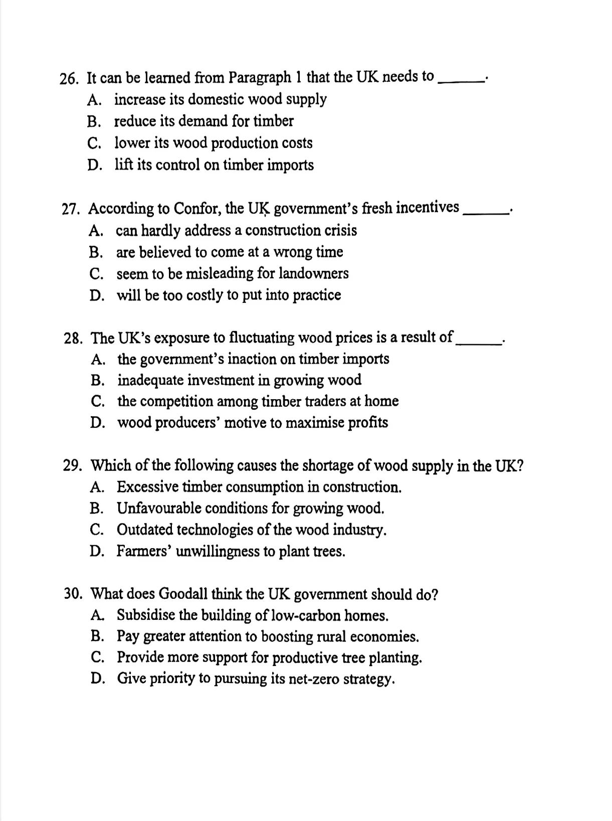 2024考研英語(yǔ)二答案和全解析